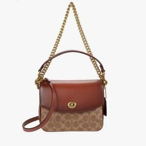 Coach NWT Cassie Crossbody Bag Purse 19 Signature Canvas Tan Rust Sold Out Onlin